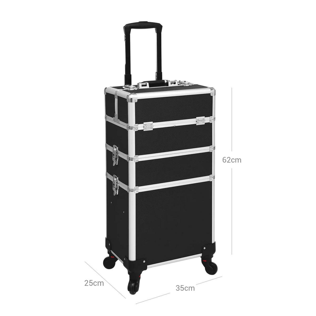 KOSMETIKKOFFER MAKE-UP TROLLEY - Schwarz, Holzwerkstoff (68.5/25/35cm) - Hansiro