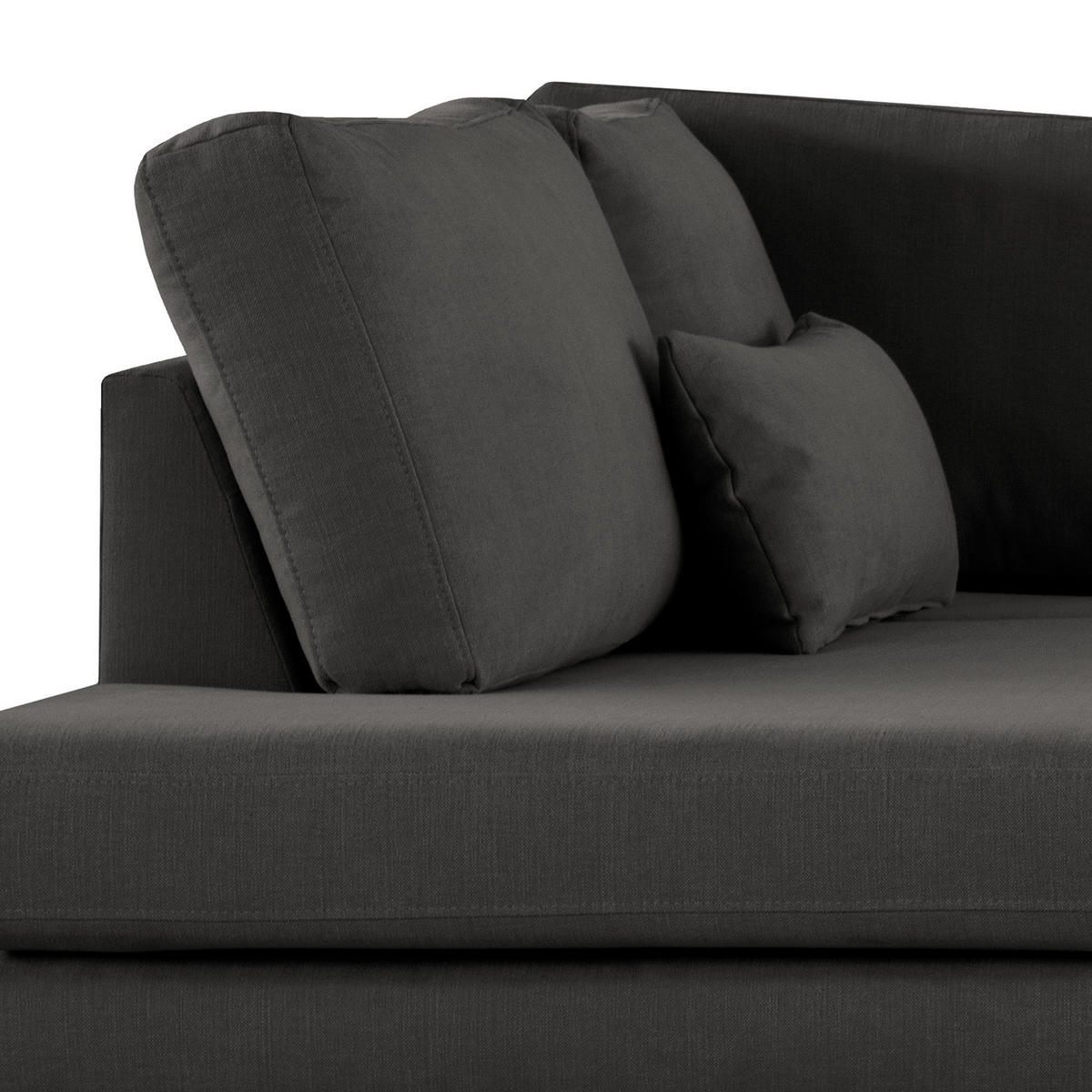 ECKSOFA mit Ottomane - Anthrazit/Buchefarben, Buchenholz/Textil (287/219cm) - home24