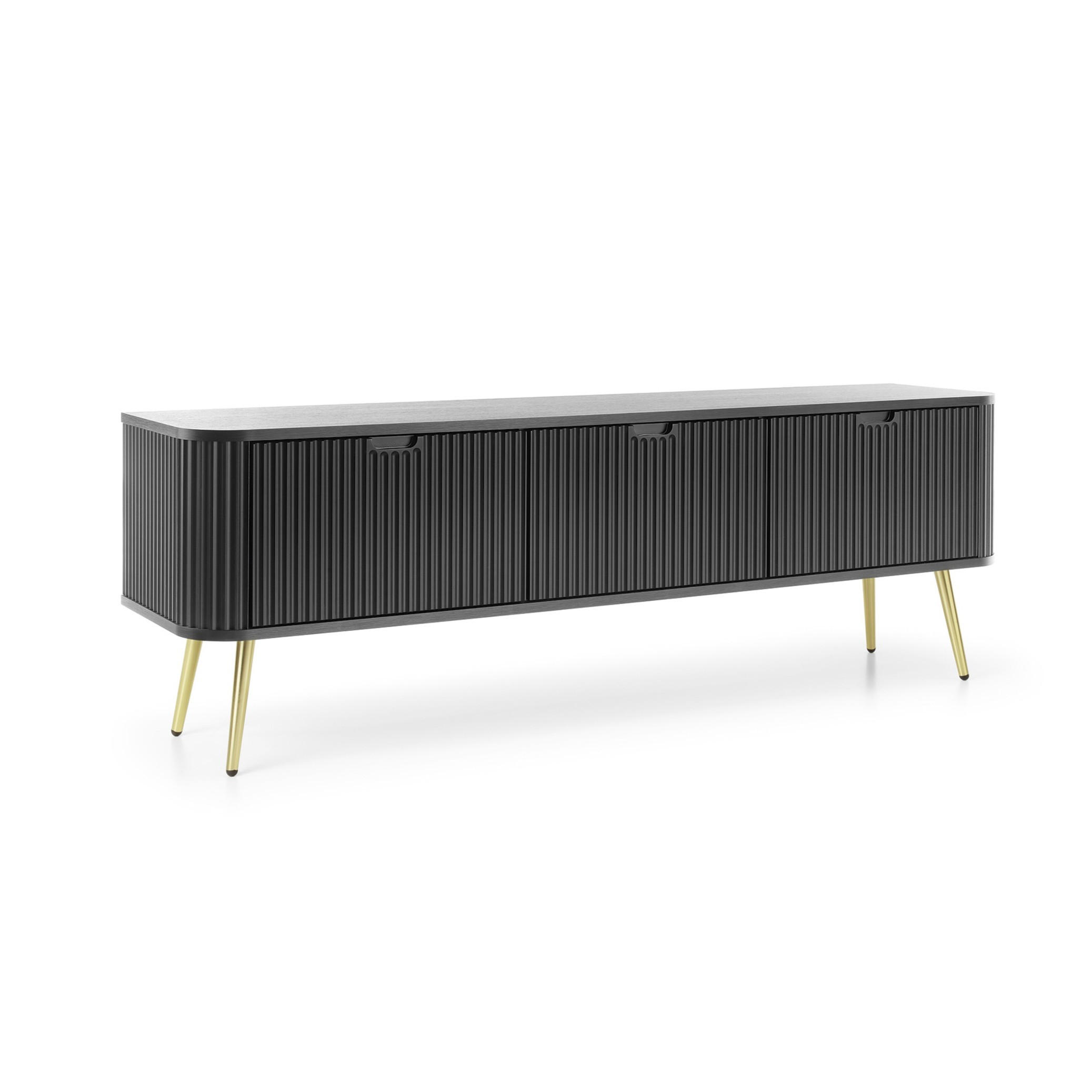 LOWBOARD ZENZERO 168x39x57 cm mit 3 Türen Schwarz - Goldfarben/Schwarz, Holzwerkstoff (168/57/39cm) - MASSENO