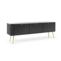 LOWBOARD ZENZERO 168x39x57 cm mit 3 Türen Schwarz - Goldfarben/Schwarz, Holzwerkstoff (168/57/39cm) - MASSENO