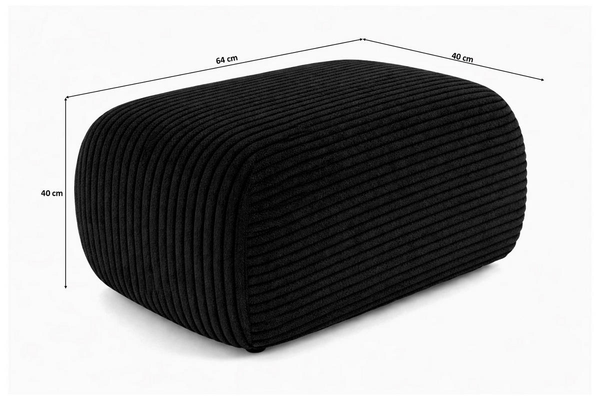 HOCKER Sitzpouf Für Wohnzimmer, Cordstoff Poso, Schwarz, BIS - Schwarz, Holz (64/40/40cm) - Kaiser Möbel