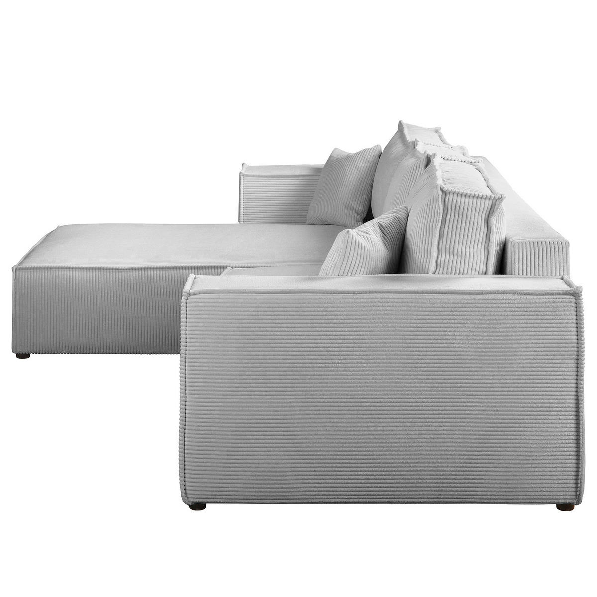 ECKSOFA mit Schlaffunktion - 290 cm - Hellgrau/Schwarz, Kunststoff/Textil (290/185cm) - home24