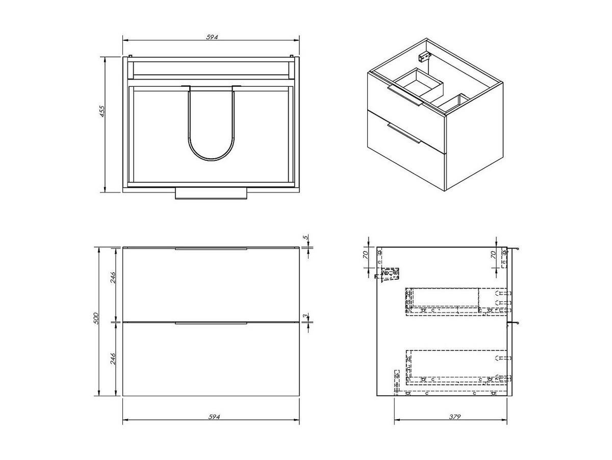 HÄNGENDER Waschbeckenunterschrank - Heller Naturton - 60 cm - NISAYA - Naturfarben, Holz (60/50/46cm) - Vente-Unique