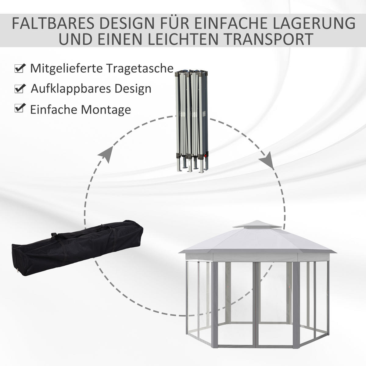 FALTPAVILLON, Kaffee+Beige+Braun, Metall, Polyester - Grau, Metall (405/285/405cm) - Outsunny