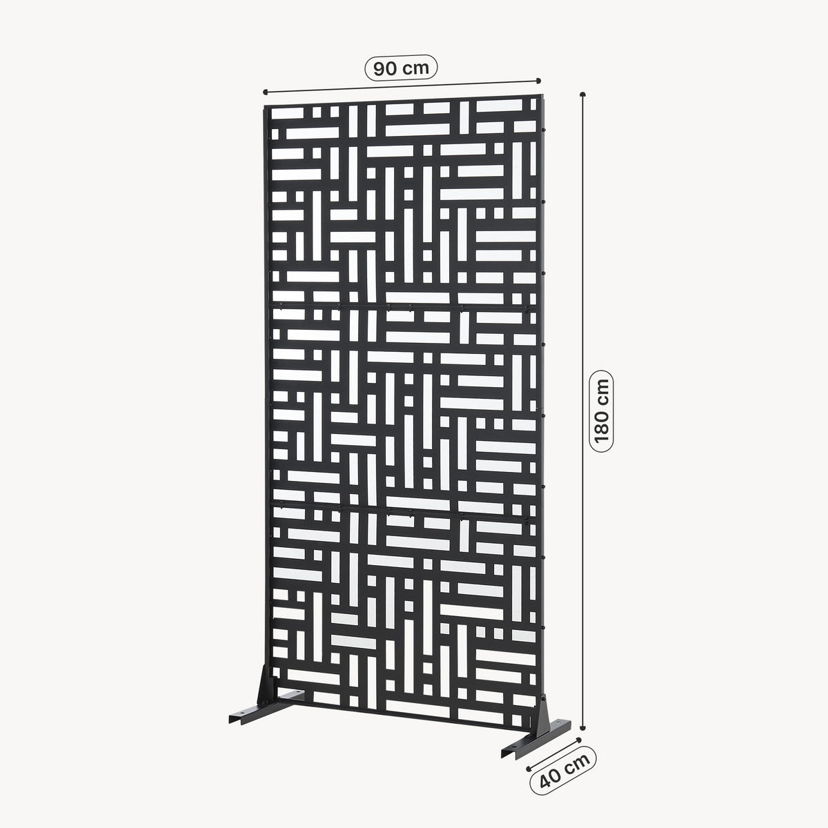 TRENNWAND Bernalda - Schwarz, Metall (90/180cm) - casa.pro