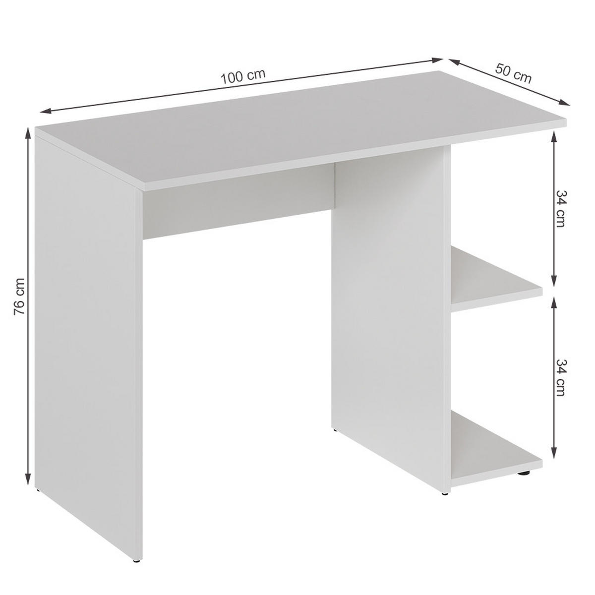 SCHREIBTISCH Simple Weiß 100 x 50 cm - Weiß, Holzwerkstoff (50/100/76cm) - Vicco