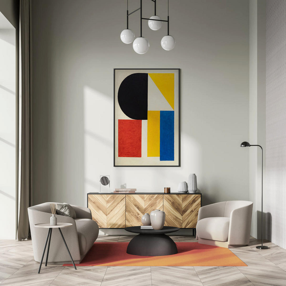 GEMÄLDE Kontraste Schattenfugenrahmen Schwarz 120x80 cm - Schwarz, Holz (120/80cm) - YS-art gallery