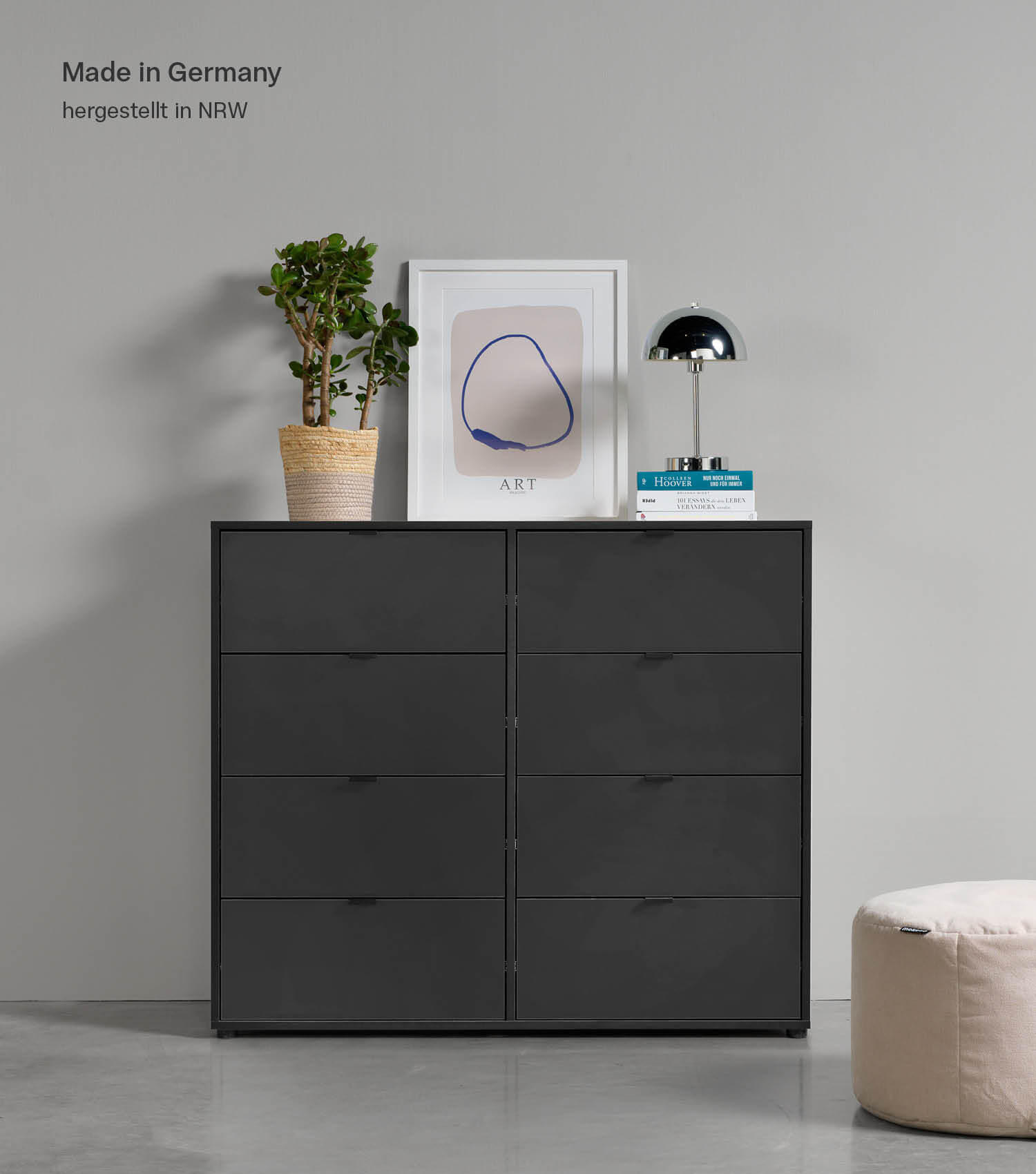 KOMMODE Die Stilvolle - Anthrazit, Holzwerkstoff (110/95/40cm) - Mokebo