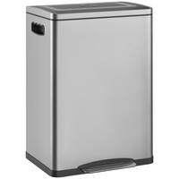 MÜLLEIMER DE-08898 2x20 L, Duo-Design, Soft-Close-Pedal Silber - Silberfarben, Metall (34.8/59/70cm) - ComfortXL