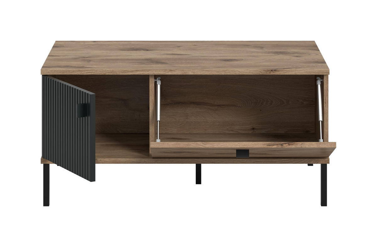 COUCHTISCH CHESS (B/H/T: ca. 100/48/60 cm) in Nox Oak Nachbildung/schwarz - Eichefarben, Holzwerkstoff (60/100/48cm)