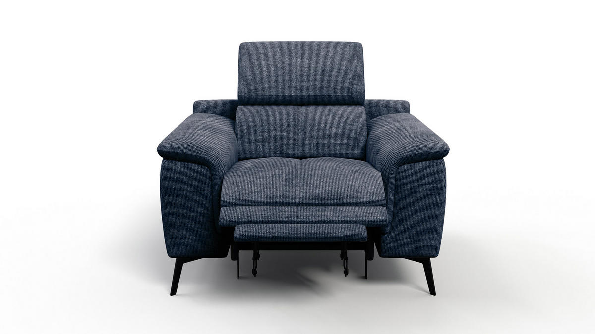 SESSEL FIERO mit Relaxfunktion, dunkelblau - Schwarz/Dunkelblau, Holzwerkstoff/Textil (114/82/103cm) - Courtois Laville