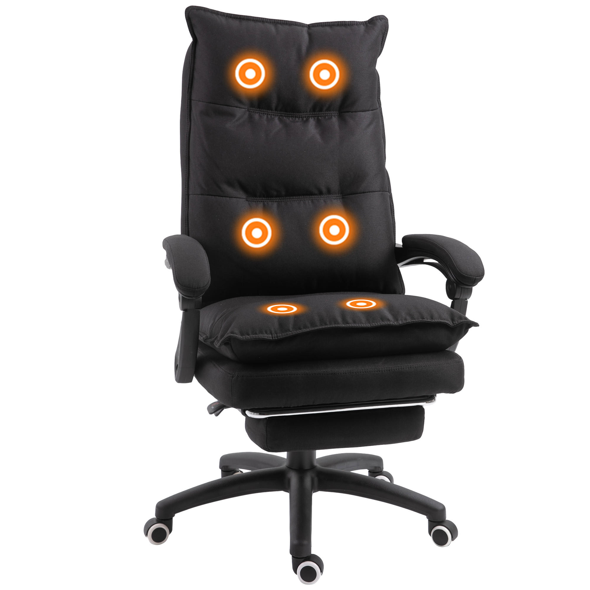 CHEFSESSEL DE-11655 ergonomisch mit Massagefunktion & Fußstütze Schwarz - Schwarz, Textil (62/130/70cm) - ComfortXL