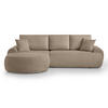 ECKSOFA Teddy L Hellbraun, Bouclé-Stoff, links - Hellbraun/Schwarz, Textil (270/170cm) - Beautysofa