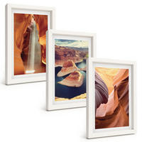 BILDER SET 3er Set - 20x30 cm Weißer Rahmen - Wasserfall in der Schlucht - Weiß, Kunststoff (20/30cm) - TULUP