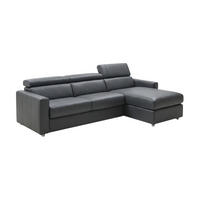 ECKSOFA Morris Echtleder mit Bettfunktion Anthrazit - Anthrazit, Leder/Metall (223/170cm)