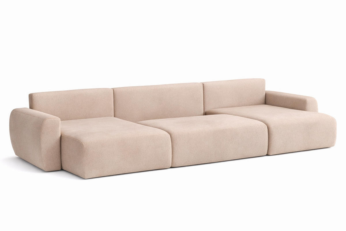 ECKSOFA Mit Schlaffunktion Und Bettkasten U-Form Ariel U, Veloursstoff Salvador, Beige - Beige, Holz (342/142cm) - Kaiser Möbel