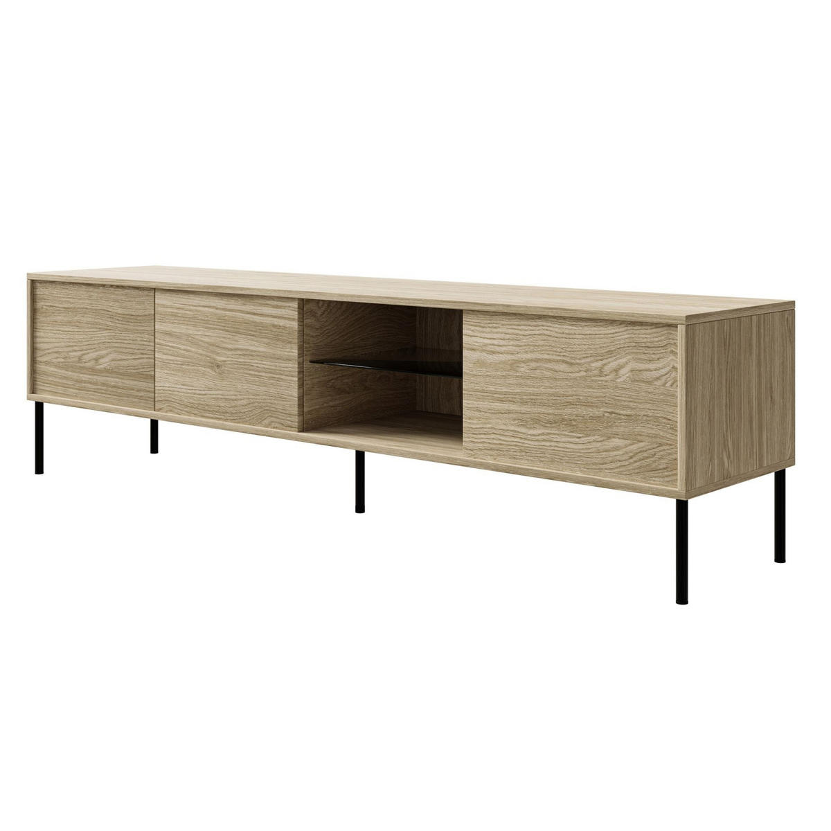 TV stolík Modity Dekor dub 175/47/31 cm - čierna/farba duba, kov/kompozitné drevo (175/47.5/31.2cm) - Selsey