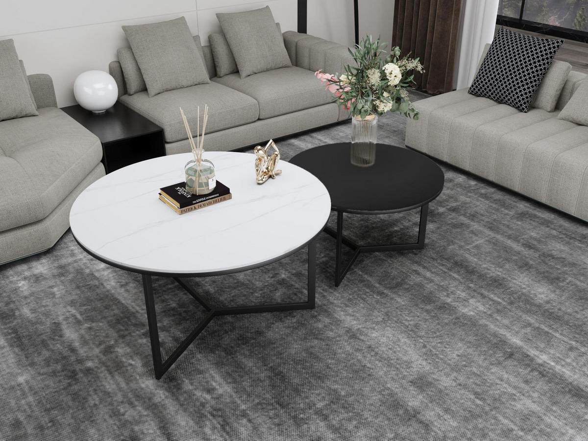 COUCHTISCH MODIG Weiß 80x80x45 cm - Weiß, Stein (80/80/45cm) - FURNLUX