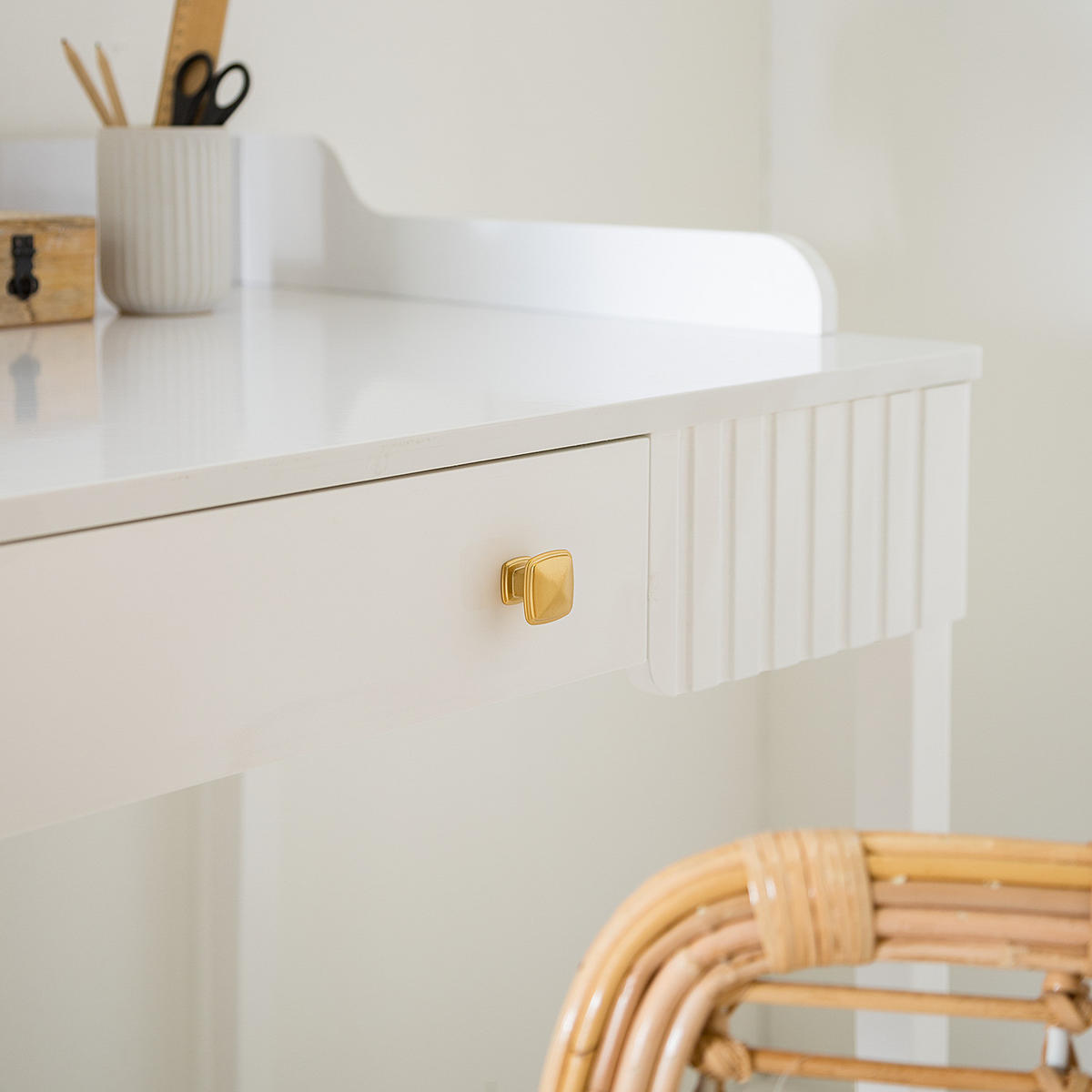 SCHREIBTISCH - Weiß Hochglanz, Holz/Holzwerkstoff (60/110/85cm) - home24