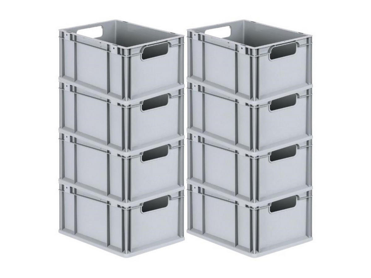 EUROBOX 8x Nextgen Economy Griffe Offen 22x30x40cm 20 Liter - Grau, Kunststoff (30/22/40cm) - PROREGAL