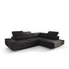 ECKSOFA PRAGA DESIGN L, Eckcouch in L-Form mit Schlaffunktion, Farbe: Dunkelgrau, Velourstoff, Ottomane Universal - Dunkelgrau, Textil (275/202cm) - O-Sofa
