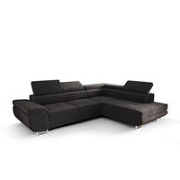 ECKSOFA PRAGA DESIGN L, Eckcouch in L-Form mit Schlaffunktion, Farbe: Dunkelgrau, Velourstoff, Ottomane Universal - Dunkelgrau, Textil (275/202cm) - O-Sofa