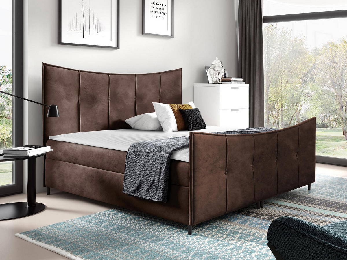 BOXBETT Bergamo Lux - Braun, Holz (160/200cm) - MIRJAN24