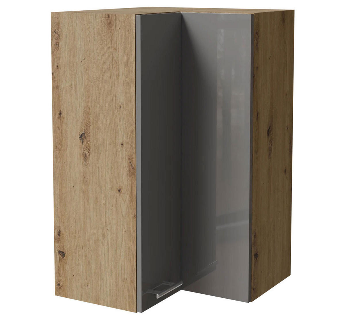 ECKHÄNGESCHRANK Essen W14/60 Grau Hochglanz / Eiche Artisan Matt 60 / 60 / 96cm - Eiche Artisan/Grau, Holz/Holzwerkstoff (60/96/60cm) - Feldmann-Wohnen