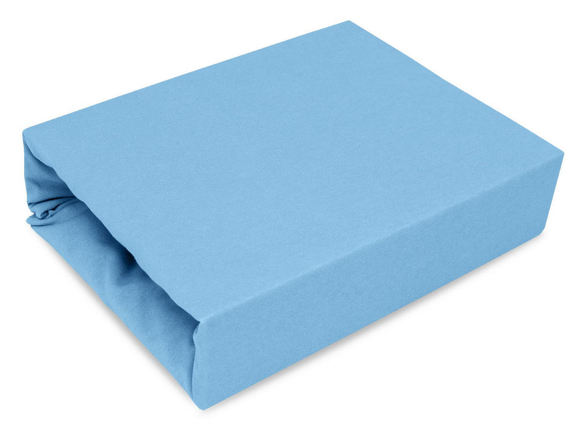 SPANNBETTLAKEN 160/200 cm, Jersey Elastisch 100 % Baumwolle Hellblau - Hellblau, Textil (160/200cm) - Best For Home