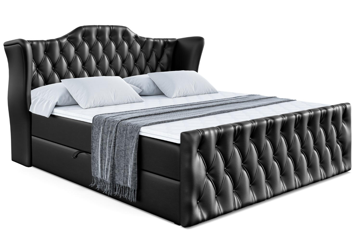 BOXBETT VILA-Z - 160x200 cm - H4 - Schwarz Hochglanz - Schwarz Hochglanz, Holzwerkstoff (160/200cm) - ALTDECOR