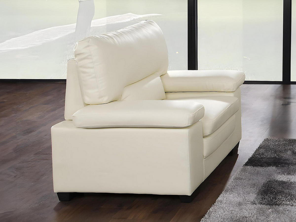 SESSEL - Büfelleder - Elfenbeinfarben - MIMAS II - Weiß, Leder (112/97/89cm) - Vente-Unique