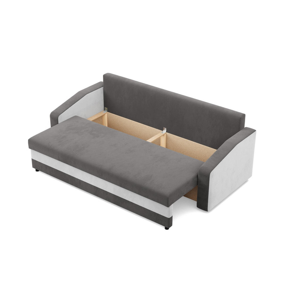 SOFA 3-SITZER MIT SCHLAFFUNKTION ORION, Grau + Weiß - Weiß/Grau, Textil (220/85/92cm)