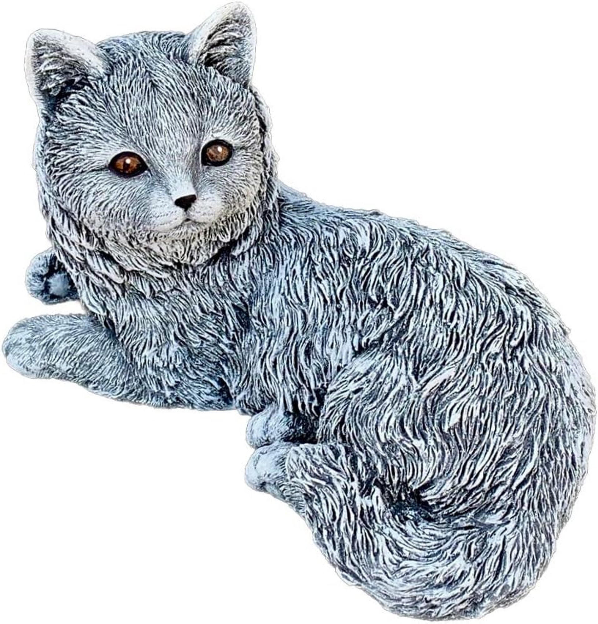 STEINFIGUR Katze Emilia liegend frostfest wetterfest Gartenfigur Steinguss - Grau, Stein (28/16/15cm) - stoneandstyle