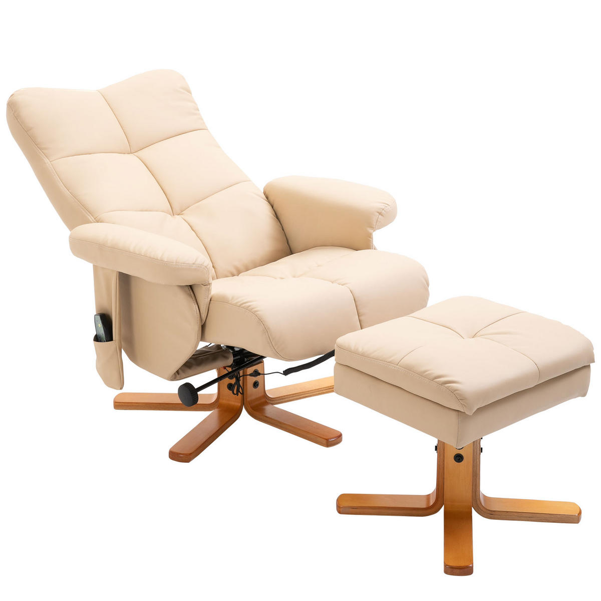 MASSAGESESSEL DE-06330 Mit Hocker, 145° neigbar Cremeweiß - Creme, Metall (86/99/80cm) - ComfortXL