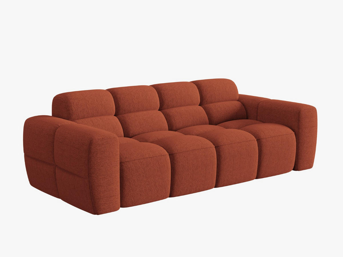 SOFA Lisa aus strukturiertem Stoff koralle 3 Sitzplätze - Koralle, Textil (101/77/216cm) - Micadoni