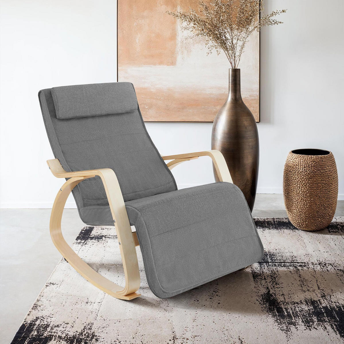 SCHAUKELSTUHL Onda,67 x 115 x 86 cm,hellgrau - Hellgrau, Holz (115/86/67cm) - tectake