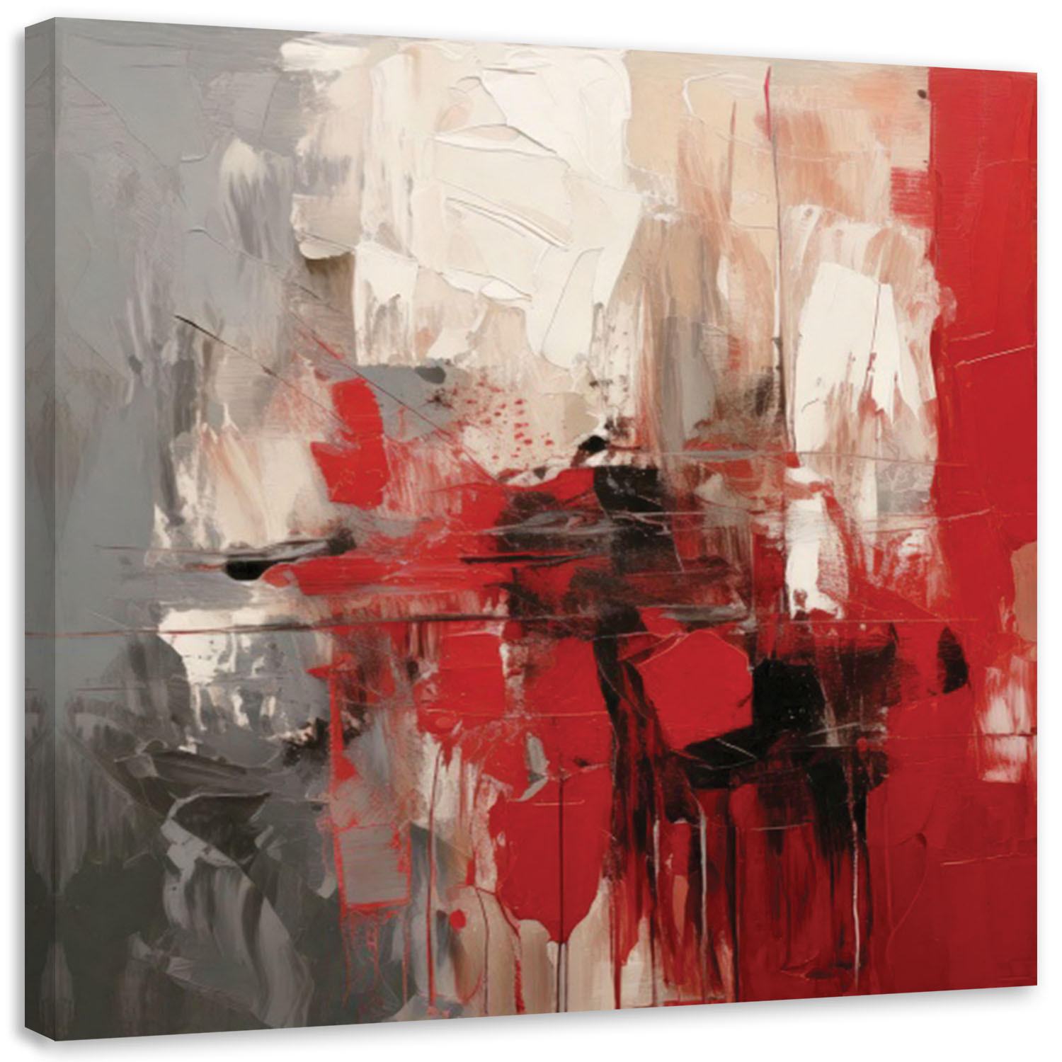 LEINWANDBILD Abstraktion Modern Rot 60x60cm - Rot, Textil (60/60cm) - Feeby