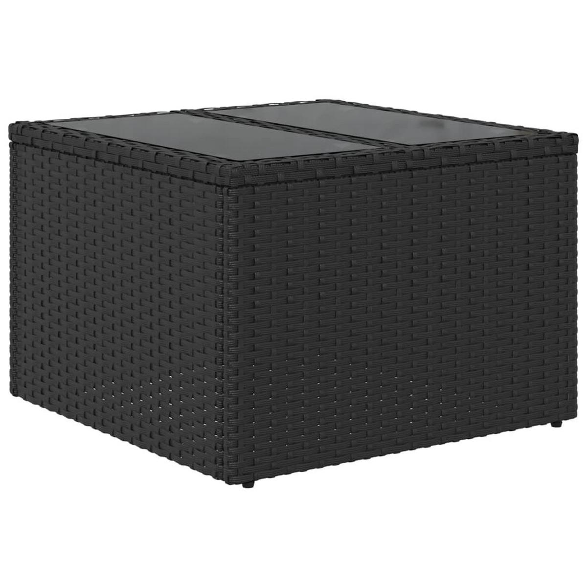 GARTENTISCH Mit Glasplatte Schwarz 55/55/37 Cm Poly Rattan - Schwarz, Kunststoff (55/55/37cm) - vidaXL