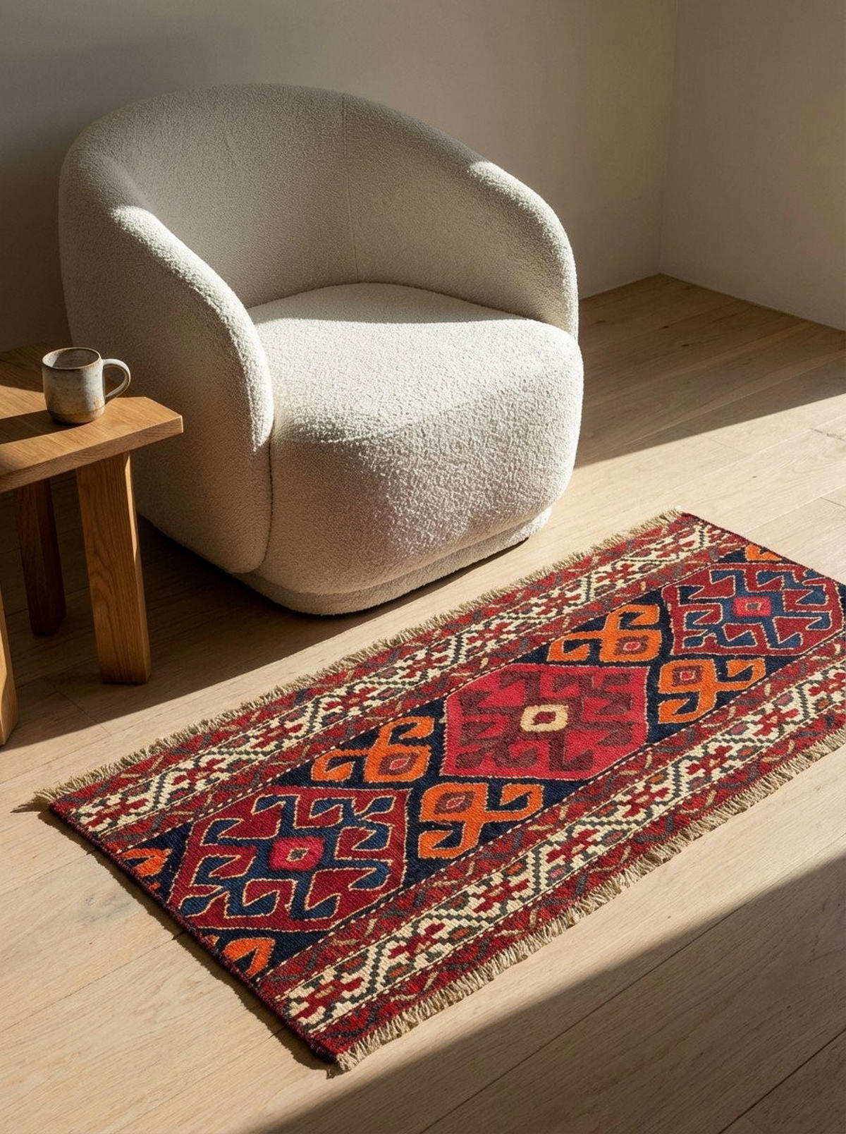HANDWEBTEPPICH Sumak Shahsavan Blau 52/107 cm Schurwolle - Blau, Textil (107/52cm) - Looma