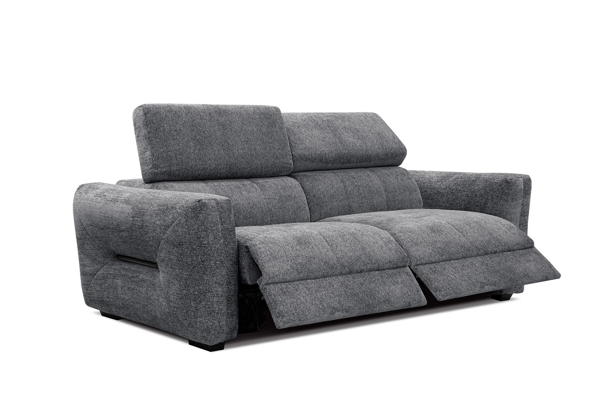 SOFA CALVERA 3-Sitzer mit 2 Relaxfunktionen, graphitfarben - Graphitfarben, Holzwerkstoff/Textil (204/79/106cm) - Courtois Laville