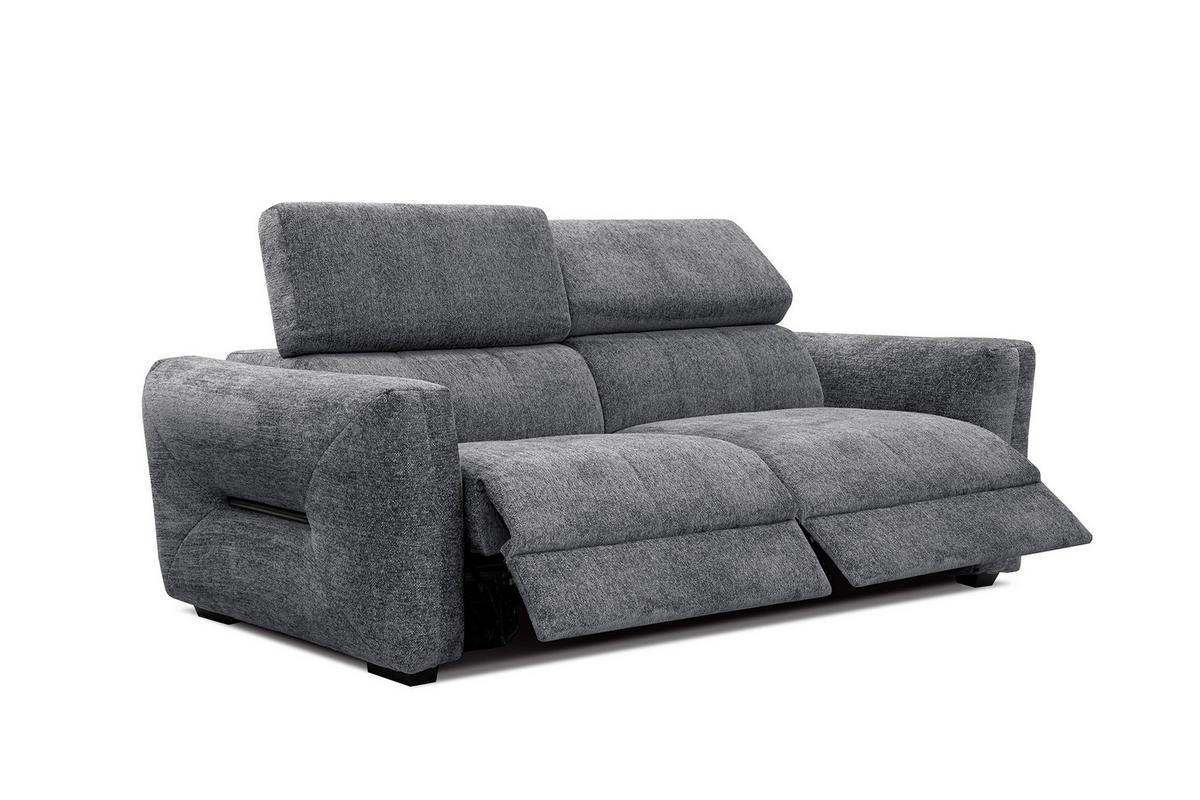 SOFA CALVERA 3-Sitzer mit 2 Relaxfunktionen, graphitfarben - Graphitfarben, Holzwerkstoff/Textil (204/79/106cm) - Courtois Laville