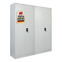 FLÜGELTÜRENSCHRANK Elephant 2er-Set komplett montiert 180x80x40cm 6 Fächern & Kleiderstange Lichtgrau - Hellgrau, Metall (160/180/40cm) - PROREGAL