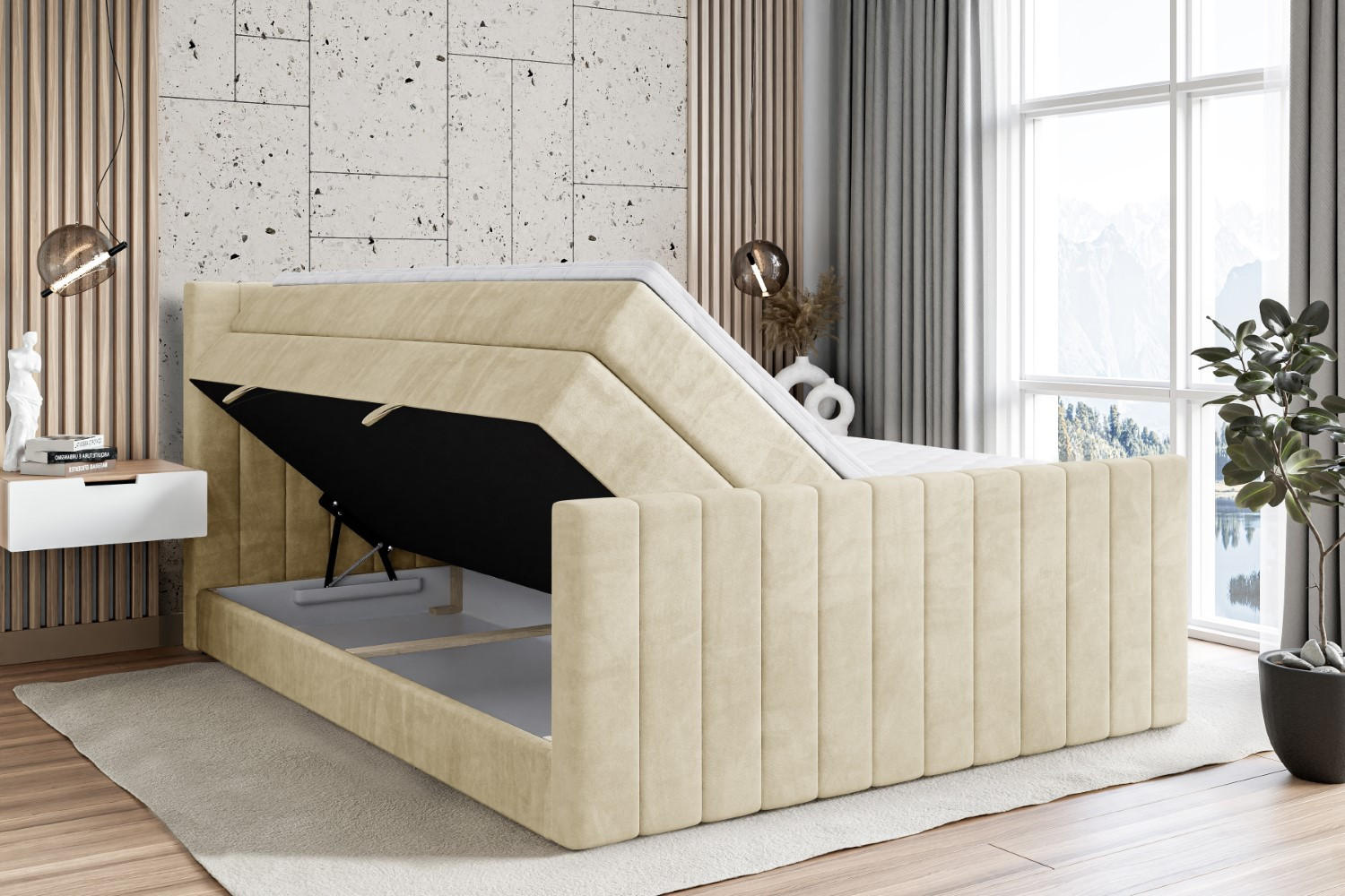 Thumbnail - Altdecor Boxspringbett, Beige, Holzwerkstoff, Höhe ca. 20 cm, 140x200 cm, Schlafzimmer, Betten, Boxspringbetten