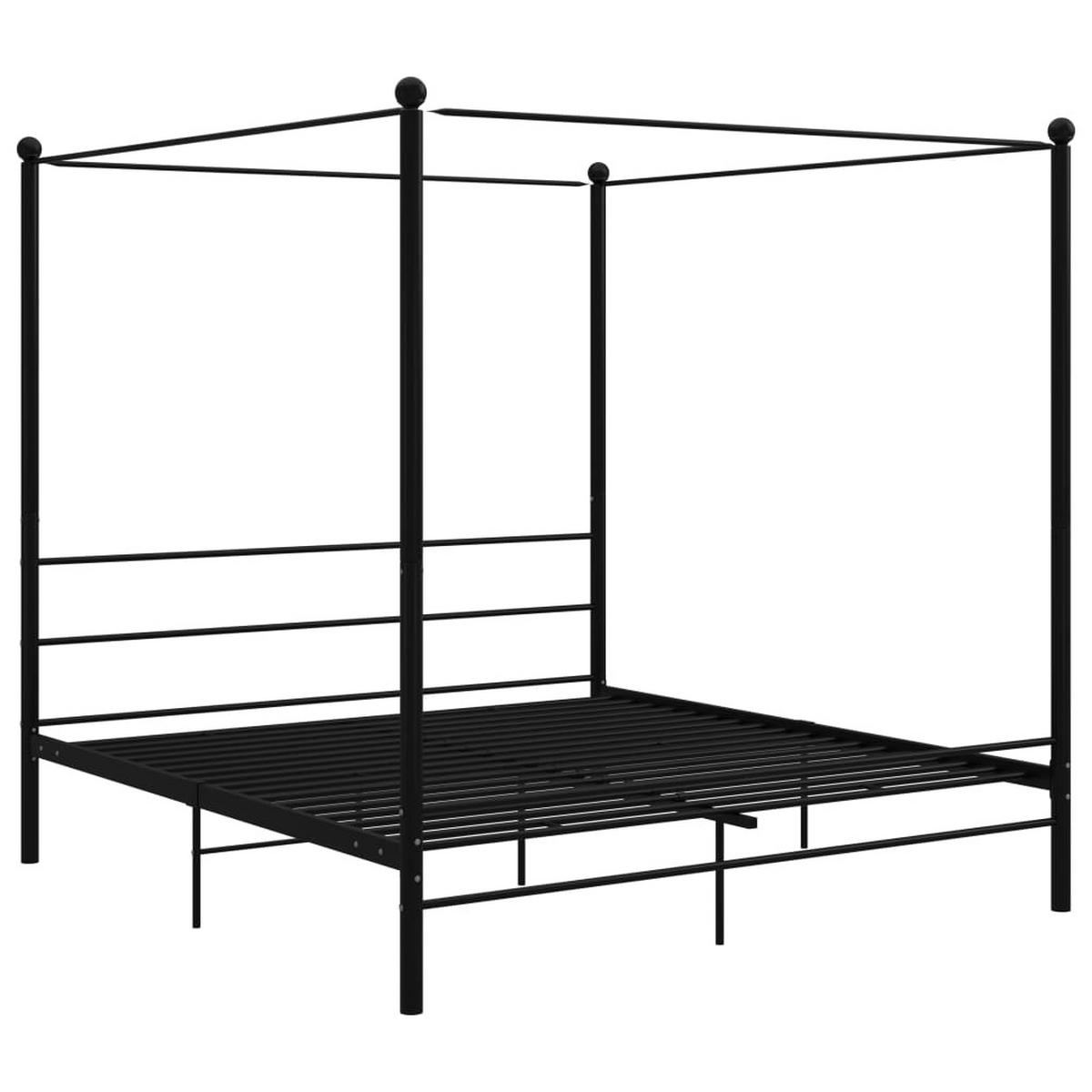 HIMMELBETT Schwarz Metall 200/200 Cm - Schwarz, Holz (200/200cm) - vidaXL