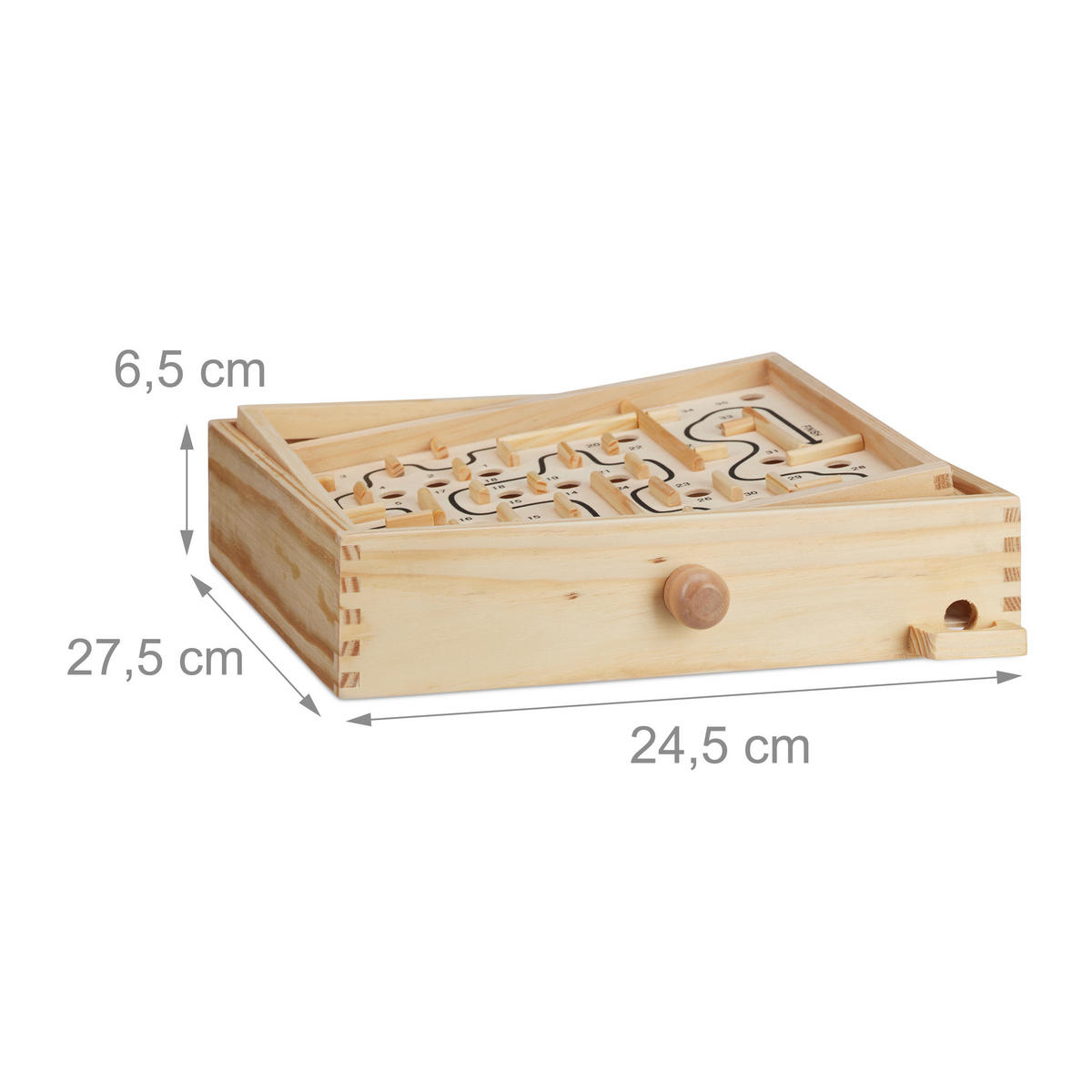 LABYRINTH Spiel - Hellbraun, Holz/Metall (27.5/24.5cm) - Relaxdays