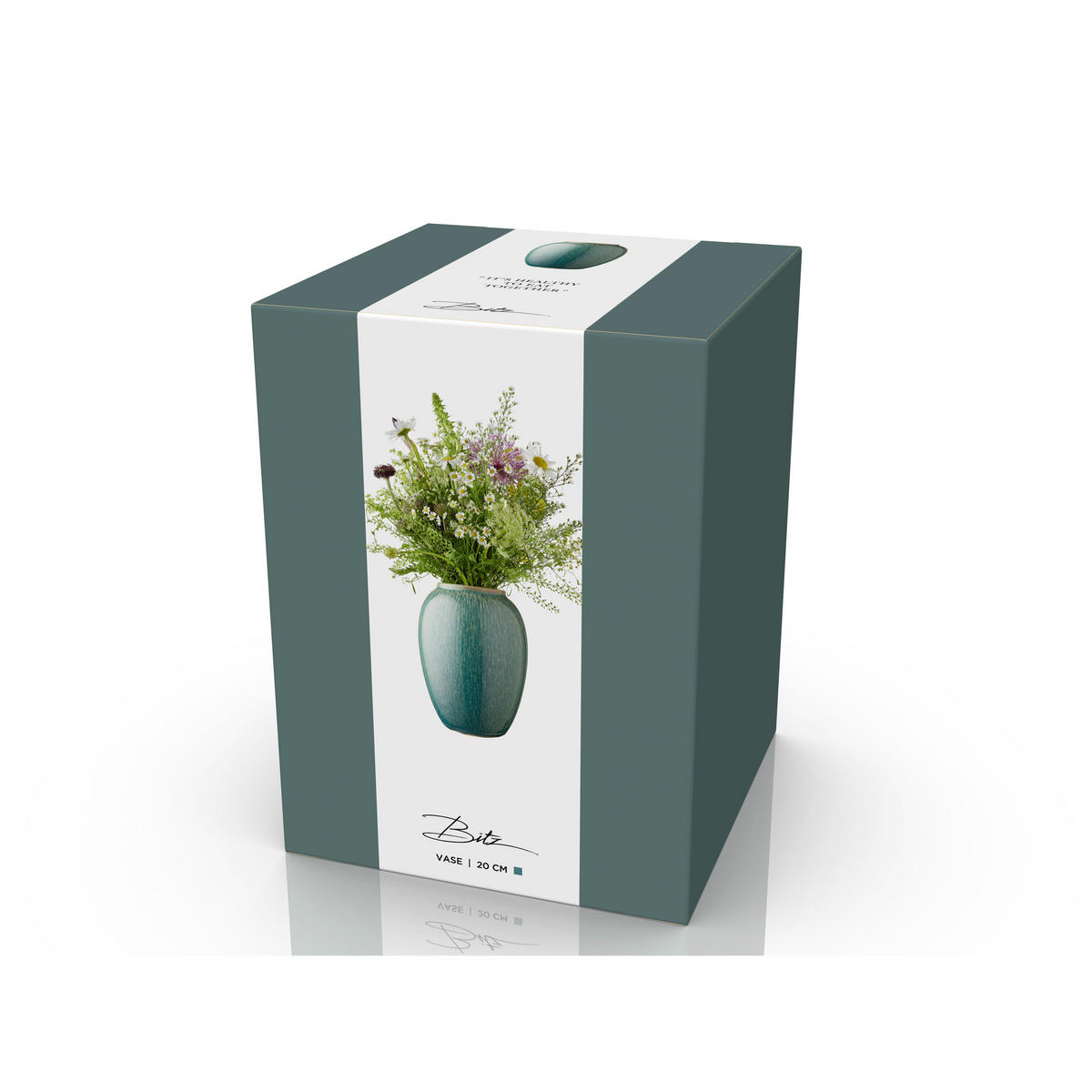 VASE 20 cm Steinzeug Grün - Grün, Keramik (21cm) - Bitz