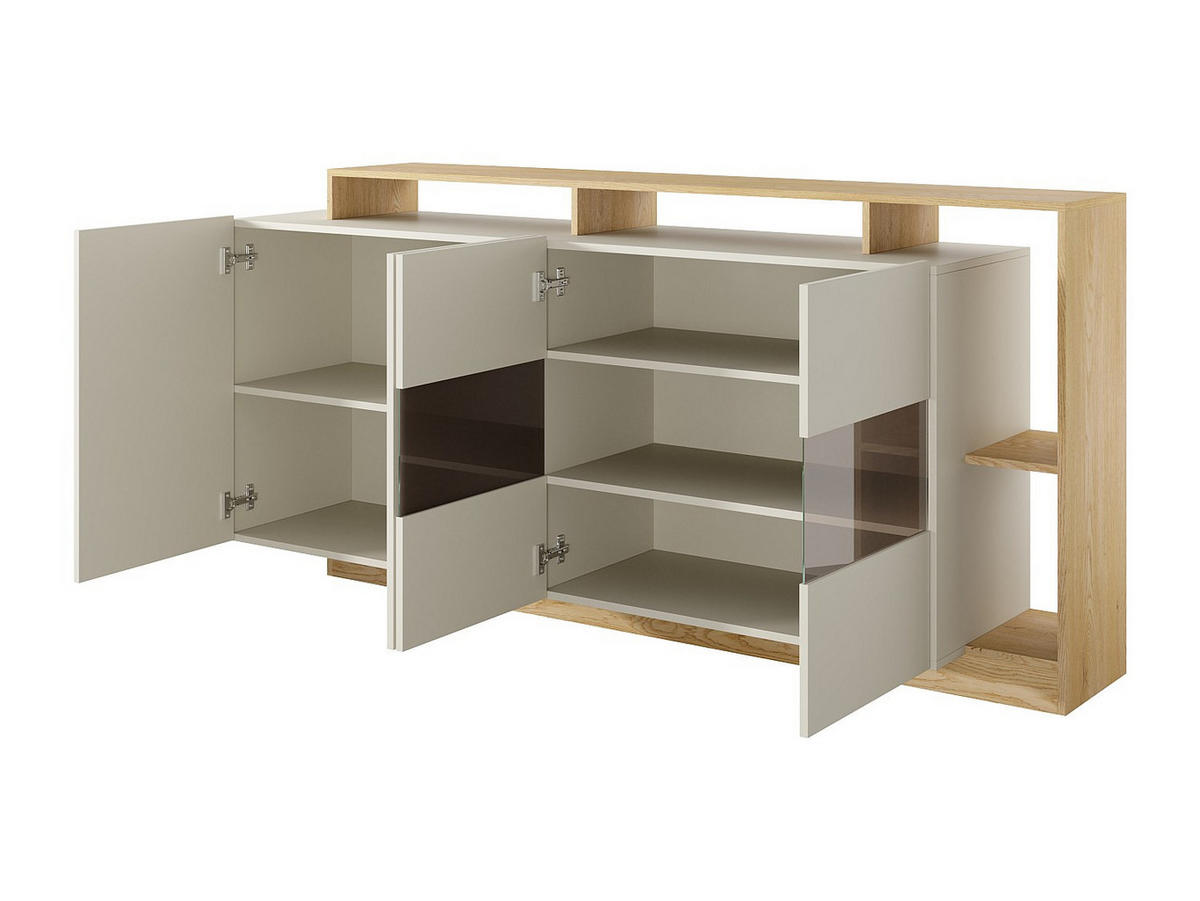 SIDEBOARD - 200cm x 43.6cm - Holzspan - beige, naturfarben hell - IDESIA - Beige, Holz (200/92.8/43.6cm) - Vente-Unique