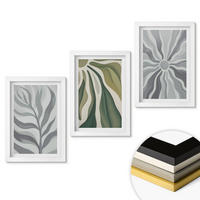 WANDBILDER 3er-Set - 20x30 cm Weißer Rahmen - Pflanzenmuster in Grün - Weiß, Kunststoff (20/30cm) - ArtPrintCave