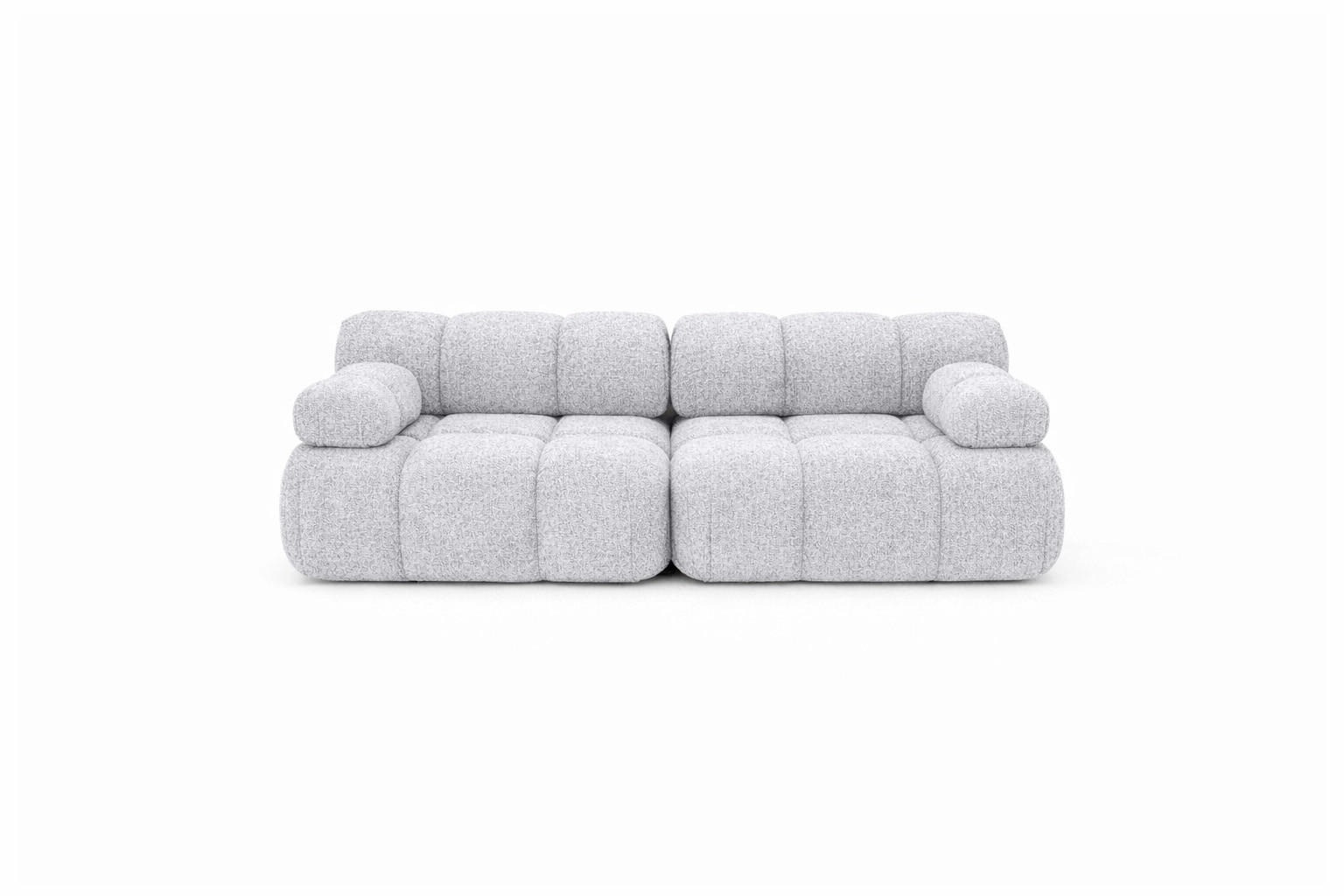 COUCH, 2-Sitzer Modular, Bouclé-Stoff Abriamo, Hellgrau, Selia - Hellgrau, Holz (190/70/95cm) - Kaiser Möbel