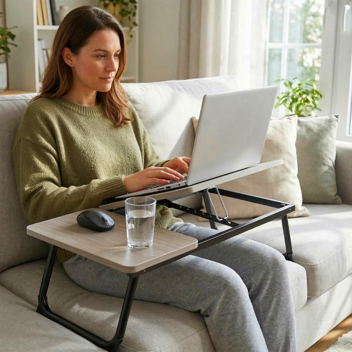 LAPTOPTISCH - Dunkelbraun, Holzwerkstoff/Metall (33/56/23.5cm) - Relaxdays